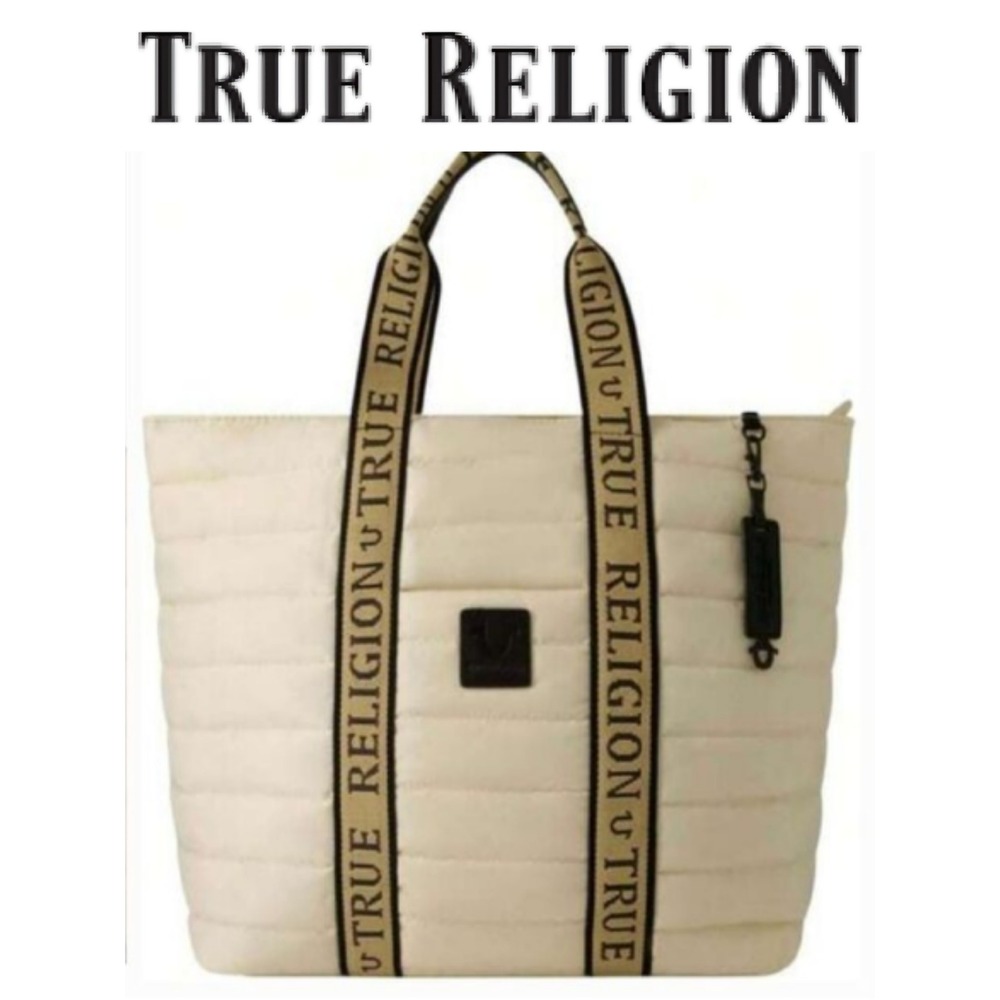 True Religion Quilted Nylon Tote Bag- Ivory